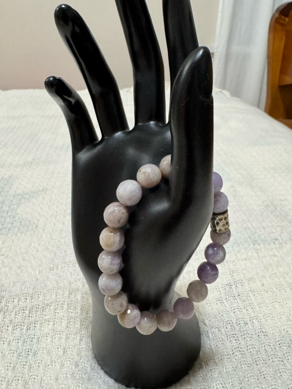 Lula N Lee Faceted Lavender Amethyst Beaded Stretch Bracelet Silver Accent